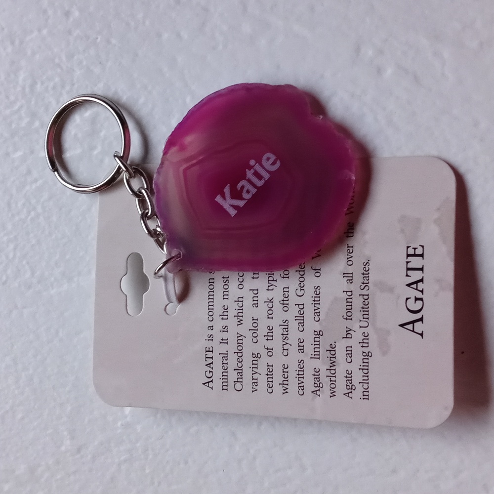 Pink Agate Key Ring
